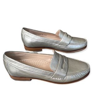 Cole Hann Gold Alexa Penny Flat Slip-on Loafers Sz 5